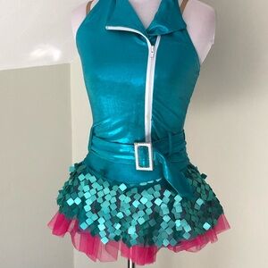 Weissman Turquoise and Fuchsia Sequin Dance Costume Large Child